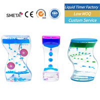 Mainan Meja Timer Cairan Gerak 2 Warna OEM, Penghilang Stres, Warna-warni, Relaksasi, Tetesan Cairan Bergerak, Timer Bubbler untuk Anak-anak