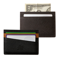 Dompet Kartu Tipis MA2 Kulit Asli Saffiano Korea, Tempat Kartu Nama Minimalis Ultra Tipis Ringan Unisex