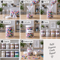 Contenants de rangement pour perles Craft Studio, bocaux transparents en PET avec couvercles pour perles à fusionner en vrac, fournitures de bricolage, organisation, vente en gros