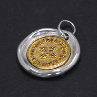 Collier avec pendentif pilon Vajra en argent sterling 925 pur pour hommes et femmes, bijoux amulette en or vermeil de forme ronde