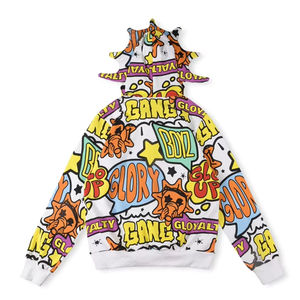 Sweat à capuche zippé intégral doublé et respirant Glo Gang Glory Winter, imprimé dessin animé de haute qualité, 100 % coton imperméable - Product Image 4