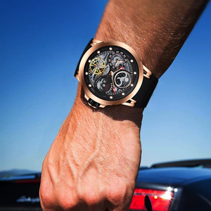 Reloj Mecánico Automático de Lujo HANBORO para Hombre, Esfera con Fase Lunar, Correa de Silicona, Reloj de Pulsera Elegante para Negocios - Product Image 3