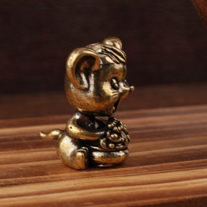รูปปั้นหนูนำโชคทองเหลืองรูปสัตว์ประดับโต๊ะตกแต่งบ้านปีใหม่จีน - Product Image 1