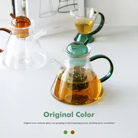 Grosir Set Pot kopi teh kaca desain sederhana Modern dengan pola bunga buah buatan Tiongkok kemasan kotak warna