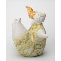 Sculpture en céramique mate de jeune fille, figurine bleue, design européen moderne, ornement d'art de bureau écologique pour la décoration d'hôtel
