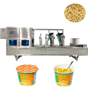 Gıda fabrikası kullanımı büyük kapasiteli otomatik plastik bardak anlık aperatif şişirilmiş gıda macun makarna dolum sızdırmaz ambalaj makinesi