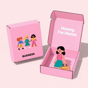 Wholesale Custom <b>Flat</b> <b>Packed</b> Premium Gift Packaging Pink Color Eco Friendly Recycled Materials Corrugated Paper Matt Embossing - Product Image 2