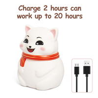 Lampe de chevet en PVC en forme de chat mignon, lumière blanche chaude, veilleuse LED pour enfants, rechargeable par USB, alimentée par batterie, mini lampe de table