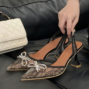 2025 New <b>White</b> Patent Leather Mesh Ankle Strap High <b>Heels</b> Fashionable Sexy Anti-Slippery Sandals Breathable Summer Bride Wedding - Product Image 4