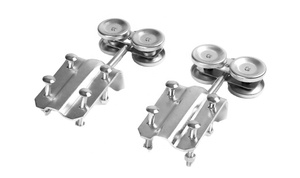 Cintre de porte coulissante simple et double robuste rouleaux de fer de finition noire argentée lisse pour rails de porte de ferme et de grange - Product Image 3