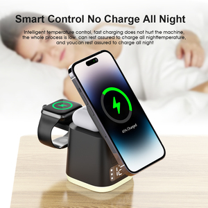 15W <span class=keywords><strong>6</strong></span> en 1 luz nocturna magnética plegable despertador cargador inalámbrico <span class=keywords><strong>3</strong></span> en uno para <span class=keywords><strong>Iphone</strong></span> Samsung IWatch <span class=keywords><strong>Airpods</strong></span> - Product Image 5