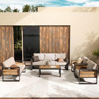 Neues Design Garten-Lounge-Sofa mit Tisch Terrassen-Sitzgruppe Outdoor-Sitzgruppe Bistro-Set Metall-Balkon-Sofa