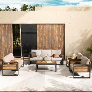 टेबल रूम के साथ नया डिजाइन गार्डन लाउंज सोफे टेबल रूम के साथ टेबल टेबल पैटियो वार्तालाप सेट मेटल बालकनी सोफा - Product Image 5