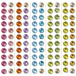 Vente en gros de pierres en verre de cristal taillées à facettes multicolores de 3 mm, rondes et pointues, avec dos métallisé, pour la décoration des ongles - Product Image 3