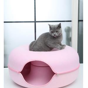 Hot Sale Creative Filz Katzen haus New Cute Donut Shape Langlebige wasser wasch bare Haustier Katzen betten mit Reiß verschluss abnehmbar - Product Image 4