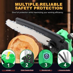 Mini tronçonneuse sans fil 20V sans balais, qualité professionnelle et bricolage, avec guide-chaîne de 6 et 8 pouces pour la coupe du bois, modèle CS-200A sans balais sans fil - Product Image 4