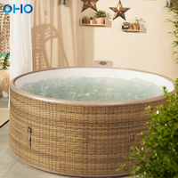 Baignoire gonflable OHO en rotin tressé, pour intérieur et extérieur, spa portable, bain à remous