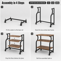 Support d'imprimante personnalisé JH-Mech avec étagère réglable, marron, stabilité, 3 niveaux, table d'imprimante multifonctionnelle en acier