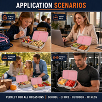 Boîte à lunch mignonne en acier inoxydable 304 avec couvercle hermétique anti-fuite, chauffable, 2 compartiments, boîte bento pour enfants et nouveau-nés, utilisation scolaire
