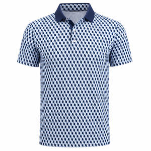 Custom 3D Cube Pattern Golf Polo <b>Shirt</b> Mens <b>Geometric</b> Print Performance Moisture Wicking Stretch OEM ODM Private Label - Product Image 5