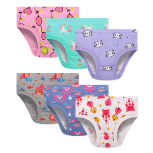 Lot Aléatoire de 6 Culottes pour Filles Coton Doux et Joli Motif Dessin Animé Sous-vêtements Enfants Slips Boxers Fille - Product Image 1