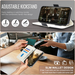 Étui portefeuille premium pour <span class=keywords><strong>iPhone</strong></span> 17 16 15 14 13 Pro Max, blocage RFID, 360° °   Housse antichoc avec sangle de poignet et support intégré - Product Image 3