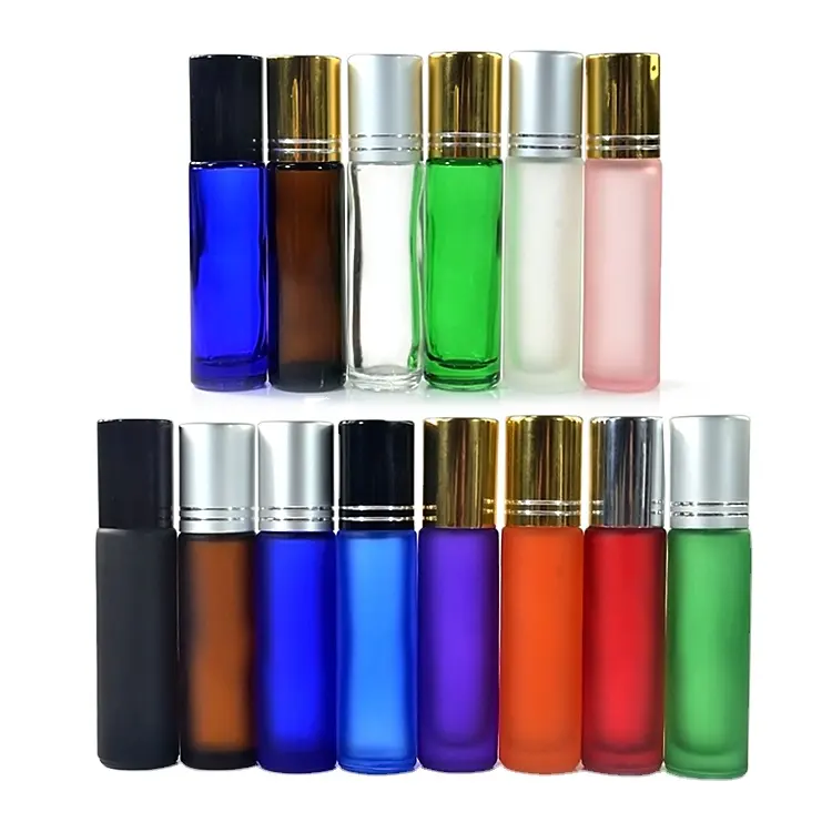 Großhandel Parfüm Ätherisches öl 6ml 8ml 15ml 10ml matte schwarz blau klar bernstein glas roller flasche