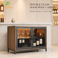 Armoire à vin Joystar à double porte vitrée, finition bois et acrylique brun, LED RGB, contrôle Bluetooth, KD pour restaurant