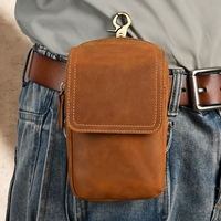 Pochette multifonctionnelle de haute qualité en cuir véritable Crazy Horse vintage, sac banane à fermeture éclair en forme de baril pour téléphone, sac de ceinture à suspendre