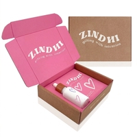 Caja de Embalaje de Cartón Corrugado Ecológica, Hecha con Materiales Reciclados, Diseño Moderno en Rosa, Personalizable, para Regalos, Cosméticos y Productos Esenciales