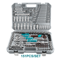 JCTOP – Kit d'outils professionnels pour mécanicien automobile, 151 pièces, jeu de douilles 1/4, 3/8, 1/2 pouces, clé à cliquet, pour réparation de véhicules