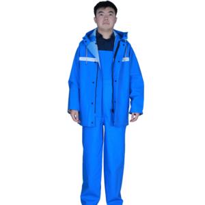 โรงงานขายส่งเสื้อกันฝน PVC ป้องกันสิ่งแวดล้อม กันน้ำรั่วซึม กันน้ำ กันลม พร้อมแถบสะท้อนแสง สำหรับผู้ใหญ่ - Product Image 2