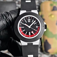 Montre de luxe automatique mécanique pour homme, analogique, avec breloque pièce de monnaie, chronographe 40 mm, en aluminium, double fuseau horaire, finition mate, résistante à l'eau 100M