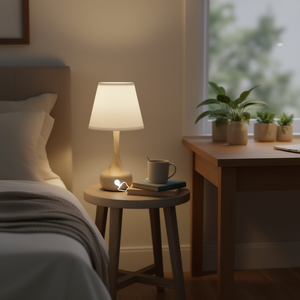 Lampes de table style farmhouse, abat-jour en tissu blanc, LED E26, à intensité variable tactile, pour chambre à coucher, salon, bureau - Product Image 2