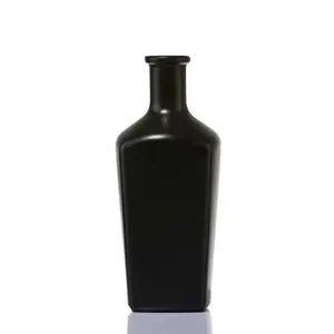 Özelleştirilmiş ruhu Tequila viski rom cin votka şişe kare dikdörtgen 70 cl 75 cl siyah cam likör şişeleri