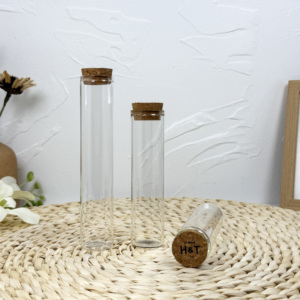 Bouteille en verre dépoli Flacon tube à essai en verre de 100ml Flacon en verre transparent avec liège - Product Image 2