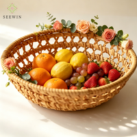 Groothandel handgeweven rotan opbergmand, rieten fruitmand, natuurlijk, milieuvriendelijk voor keuken, huis & bruiloftdecoraties