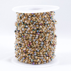 Xỉn màu miễn phí PVD 18K vàng thép không gỉ nhỏ kính hạt chuỗi đa màu sắc bóng trang sức chuỗi - Product Image 2