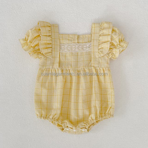 Abito Estivo per Neonati in Cotone 100% a Quadretti, Personalizzabile con Basso MOQ, Completo per Bambini, Outfit Sorella Maggiore e Sorella Minore - Product Image 3