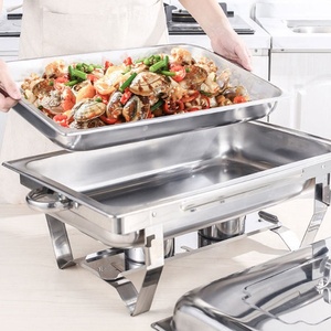 Wholesale Stainless Steel <strong>Chafing</strong> <strong>Dish</strong> <strong>Buffet</strong> <strong>Set</strong> Chaffing <strong>Dish</strong> Cheffing <strong>Dishes</strong> Food Warmer Rechaud INOX RETANGULAR for Catering - Product Image 2