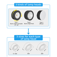 RONSE 20W 1500lm Focalisable Led Track Light Beams 15-40 Direction d'éclairage Réglable Noir Plafond Focus Track Spot Light Led