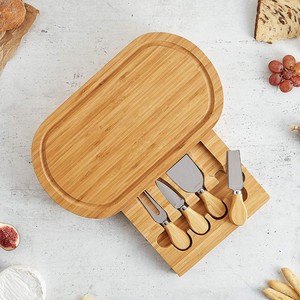 Oem Antique Đánh Bóng Bằng Gỗ Phục Vụ Tre Pho Mát Cắt Hội Đồng Quản Trị Và Dao Thiết Lập Với Slide-out Dao Kéo Ngăn Kéo Charcuterie Bảng - Product Image 3