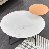 Table basse ronde en métal blanc, bois moderne, KC-T0604