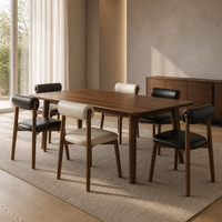 Chaise de salle à manger moderne en bois massif de chêne avec dossier en cuir de restaurant à revêtement souple pour la maison, l'appartement ou le mobilier d'hôtel