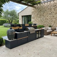 Meubles de cuisine extérieurs personnalisables en acier inoxydable anti-corrosion avec réfrigérateur pour camping en plein air