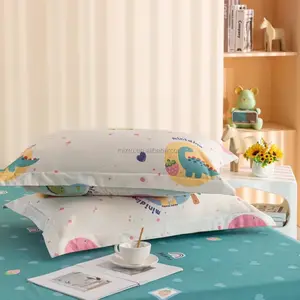 Benutzer definierte 100% Baumwolle Bettwäsche-Set Cartoon Dinosaur Print Bett bezug Kissen bezüge Bett bezug Set für Kinder Baby Bettwäsche