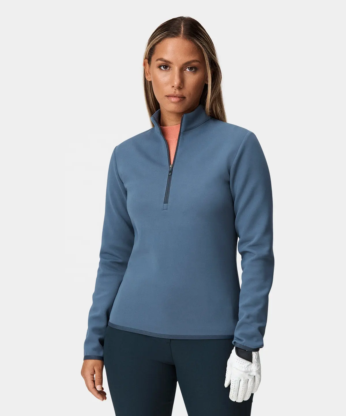 स्पोर्टी गोल्फ पहनने नई खड़े गर्दन लंबी आस्तीन बुना हुआ फसल शीर्ष स्वेटर गर्म लेडी महिलाओं चौथाई ज़िप स्वेटर ऊन हूडि