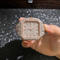 Montre mécanique entièrement sertie de moissanite, verre saphir, design étanche, cadran à remontage automatique, montre pour homme avec certificat GRA
