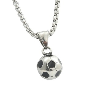 yunnique Stainless Steel Soccer Ball Pendant Geometric Design Polished Men's Necklace Gift Occasion - Product Image 4