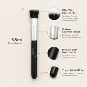 Pinceau de maquillage professionnel plat de 15,5 cm avec fibres ultra-douces de 0,07 mm, virole en aluminium épaissie - Product Image 3